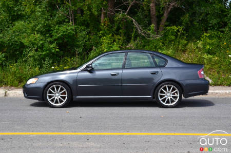The Subaru Legacy, profile, with its Toyo Proxes Sport A/S tires